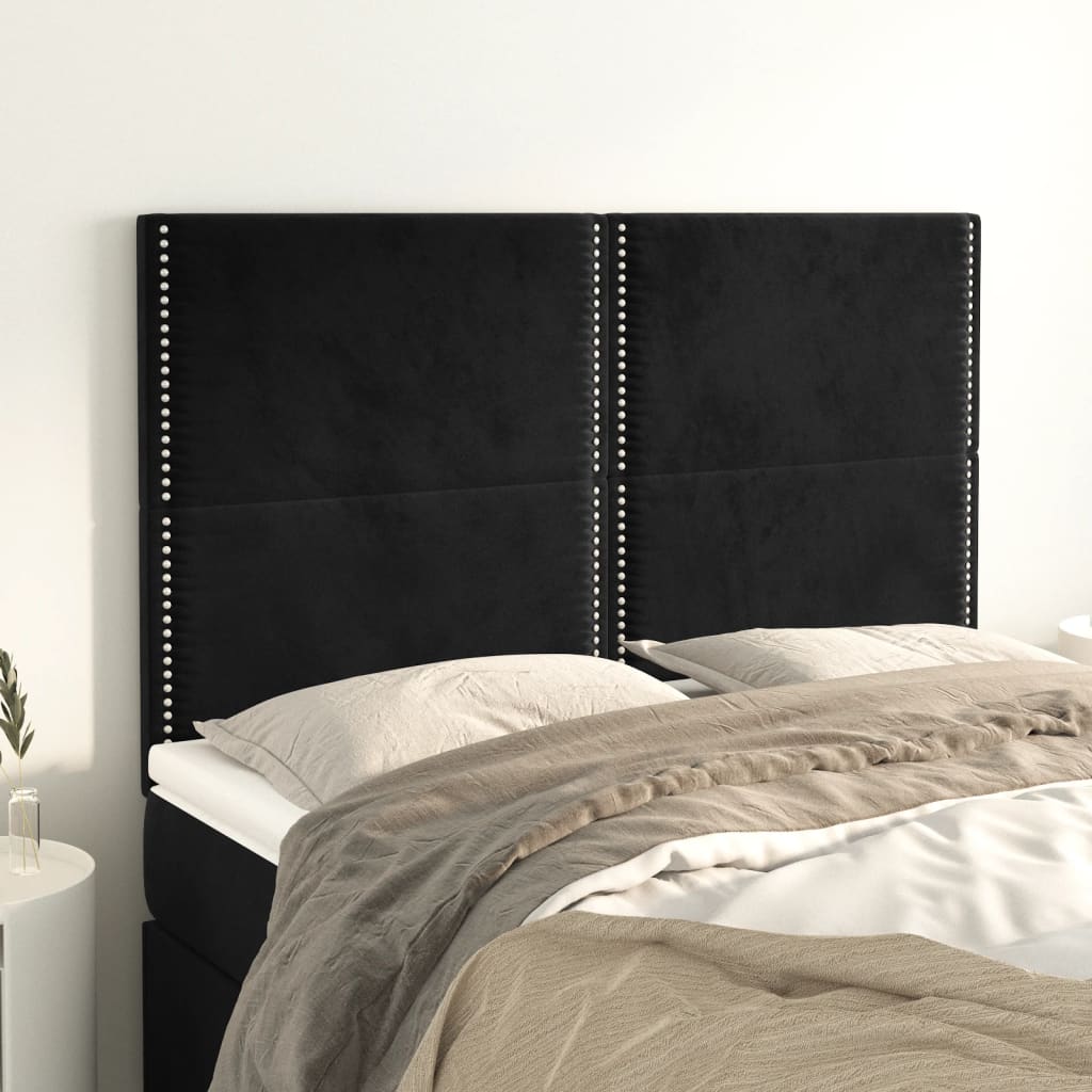 Uzglavlje Crno 144x5x118/128 cm Baršunasto