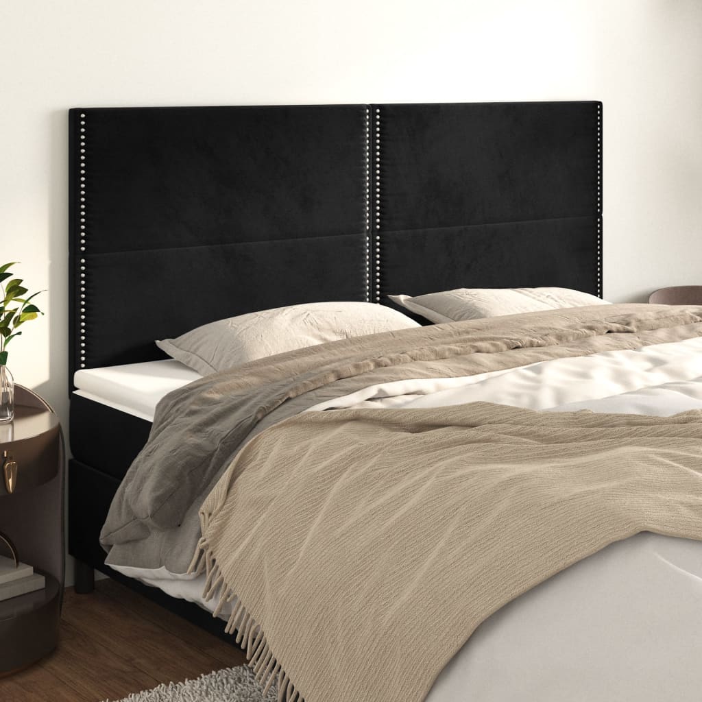 Uzglavlje Crno 180x5x118/128 cm Baršunasto
