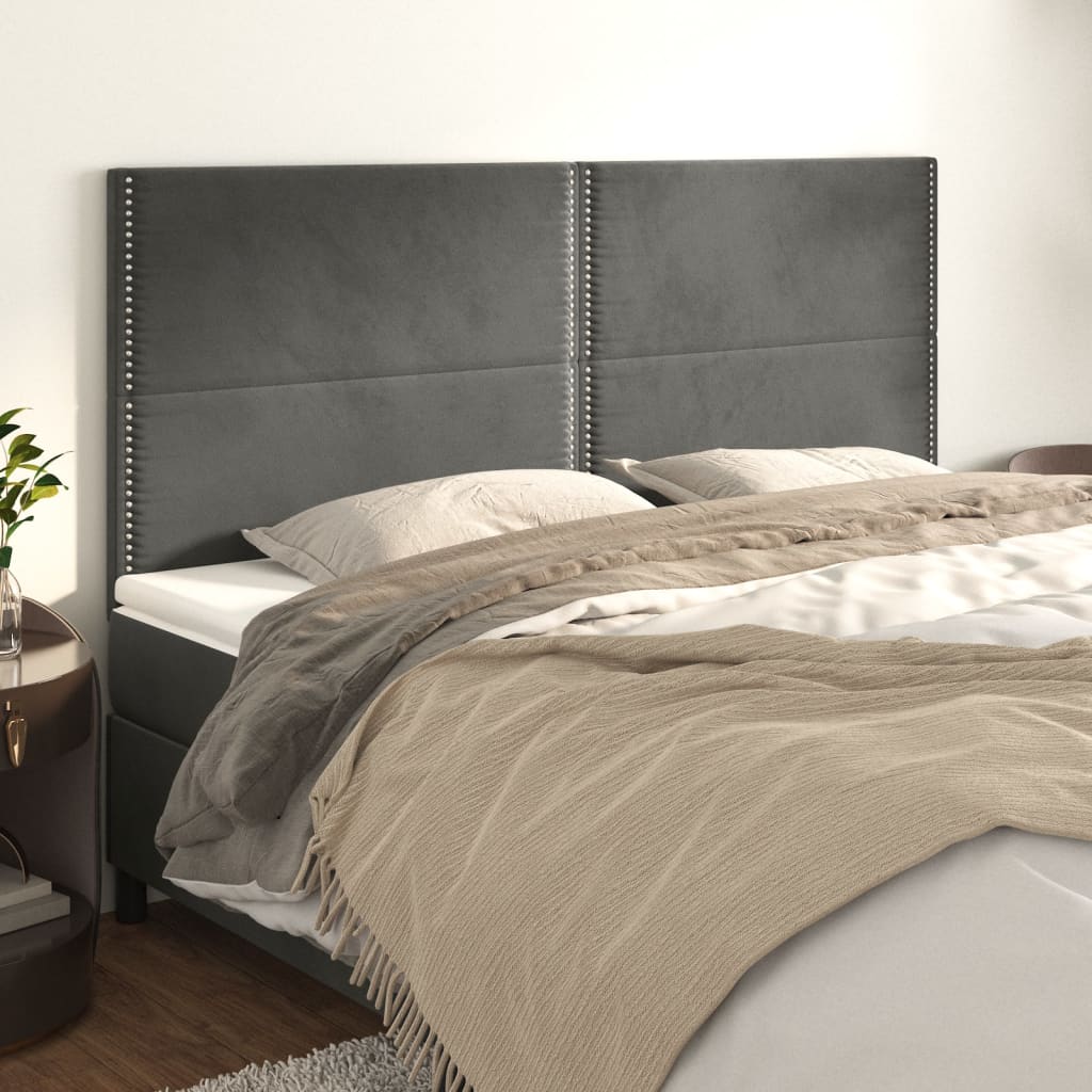 Uzglavlje tamno sivo 200x5x118/128 cm baršunasto