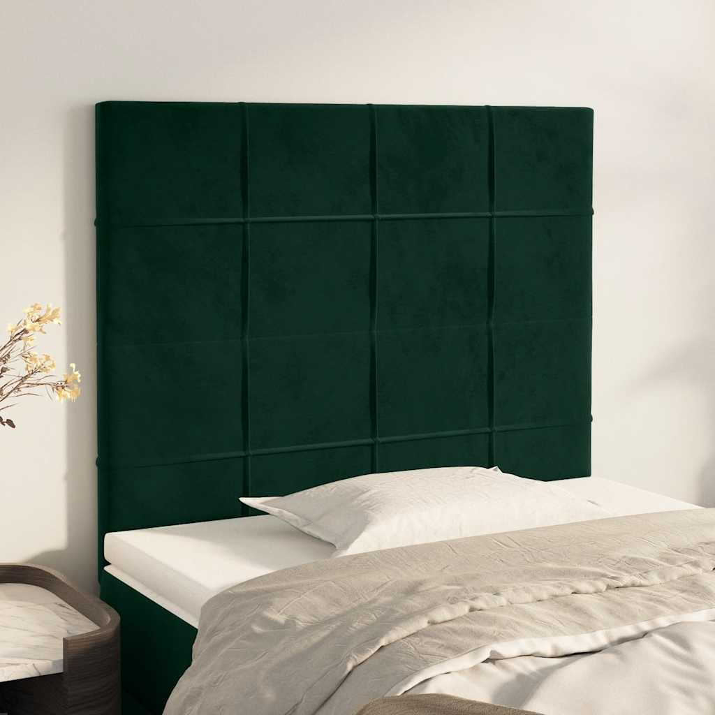 Uzglavlje tamnozeleno 100x5x118/128 cm baršunasto