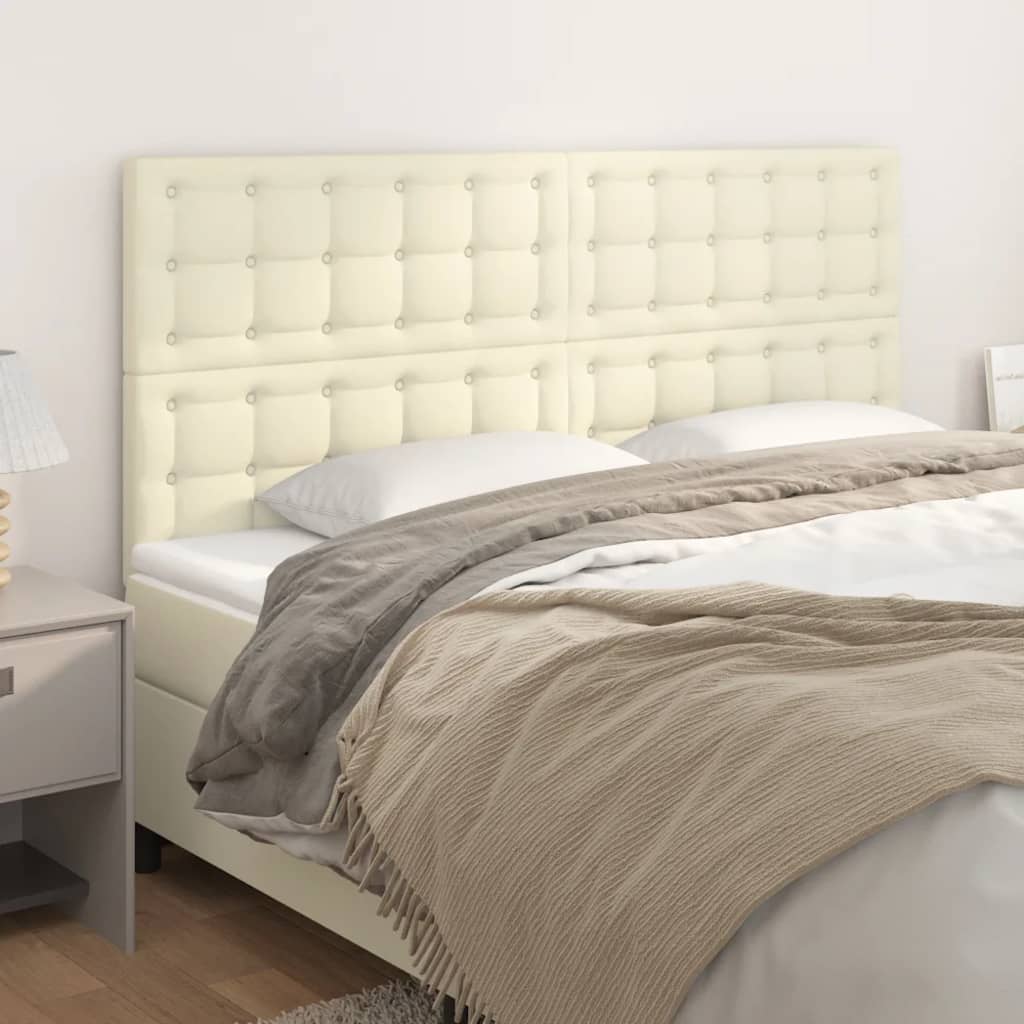 Uzglavlje krem boje 160x5x118/128 cm umjetna koža
