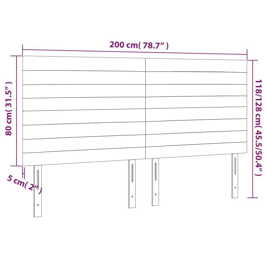 Uzglavlje Crno 200x5x118/128 cm Tkanina