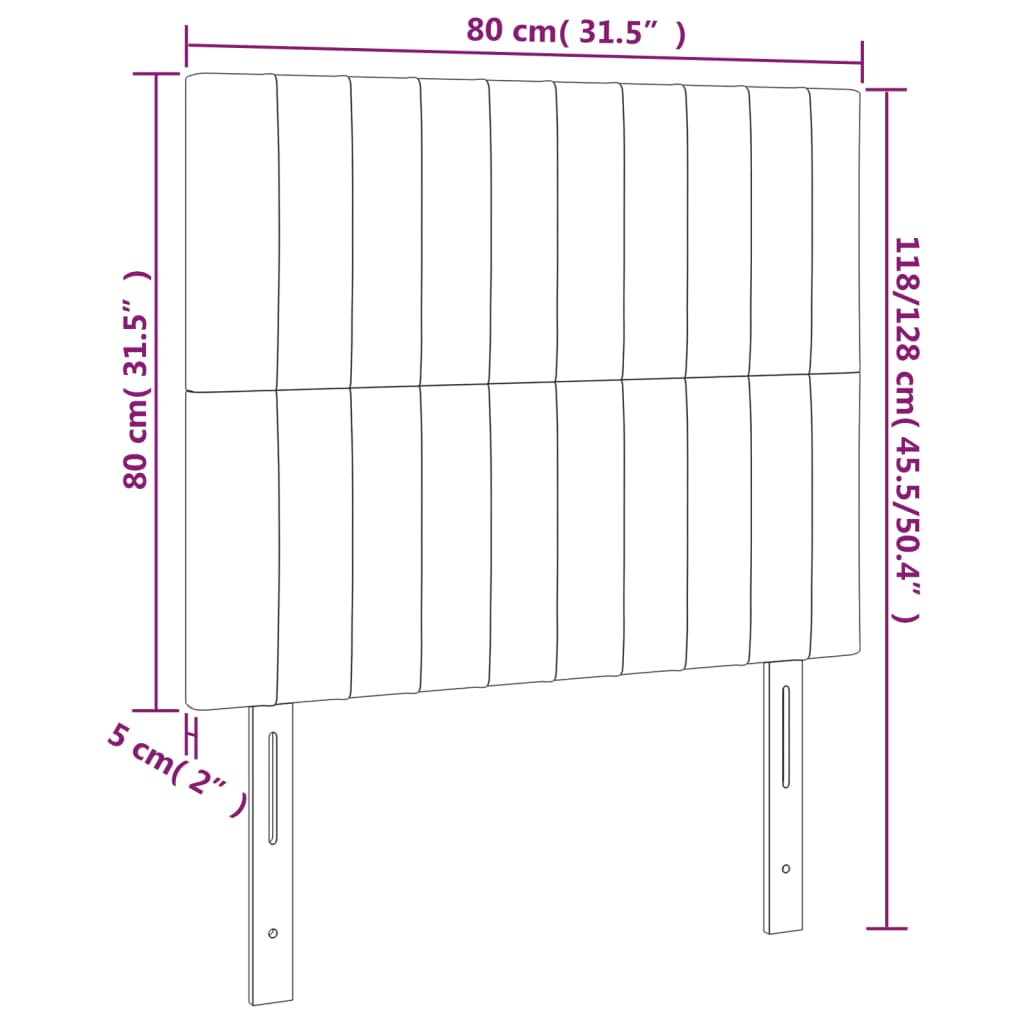 Uzglavlje Crno 80x5x118/128 cm Tkanina
