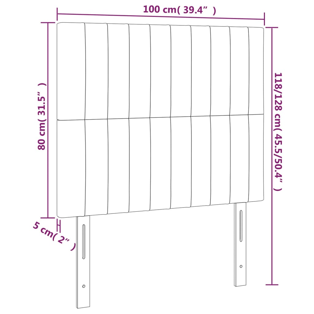 Uzglavlje crno 100x5x118/128 cm baršunasto
