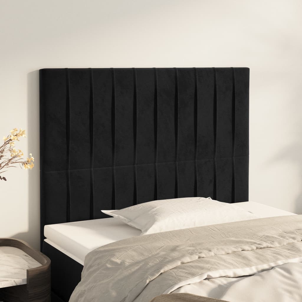 Uzglavlje crno 100x5x118/128 cm baršunasto