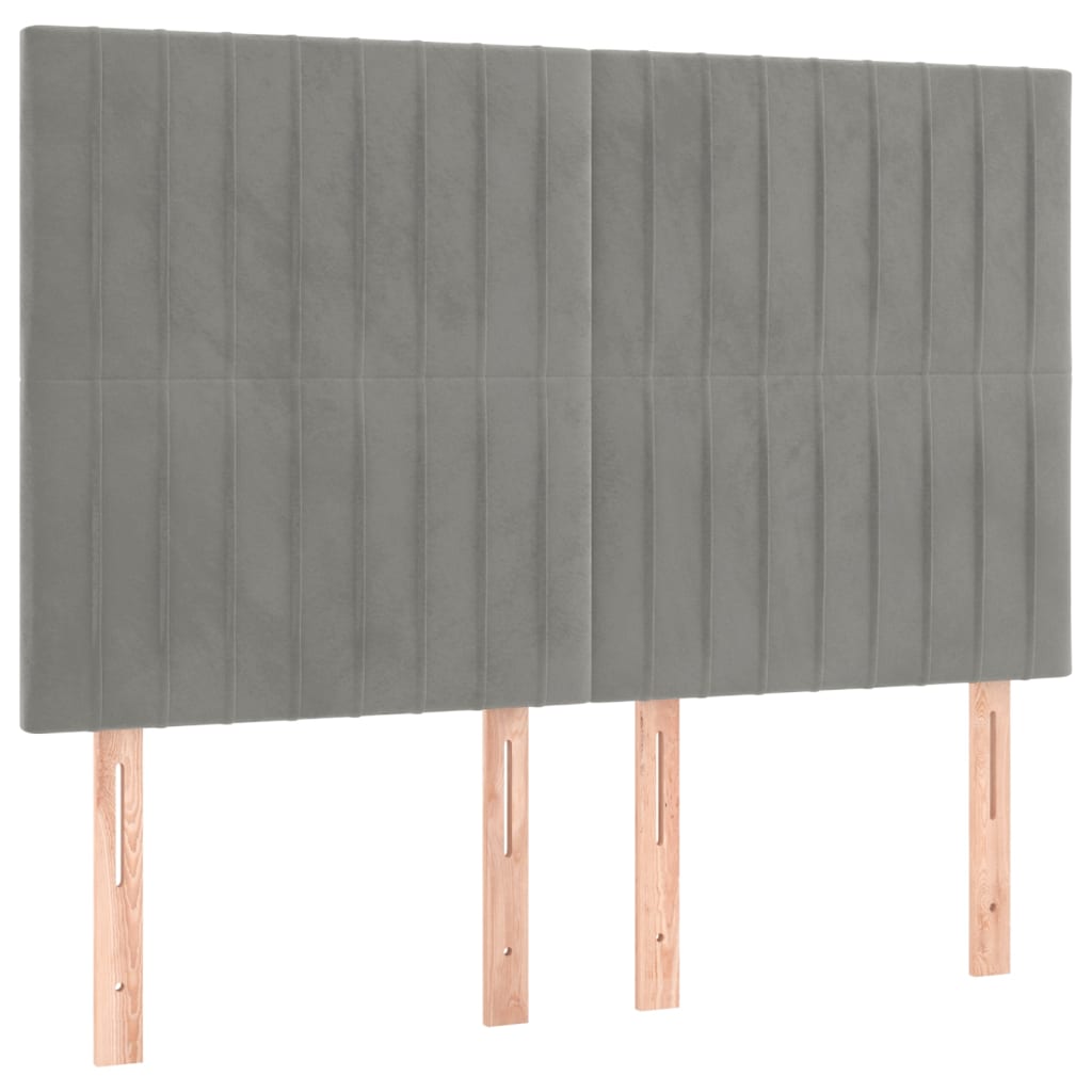 Uzglavlje svijetlosivo 144x5x118/128 cm baršunasto