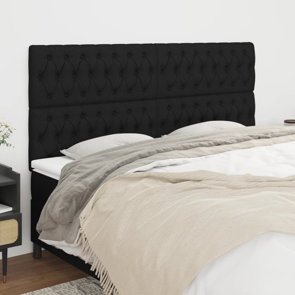 Uzglavlje Crno 200x7x118/128 cm Tkanina