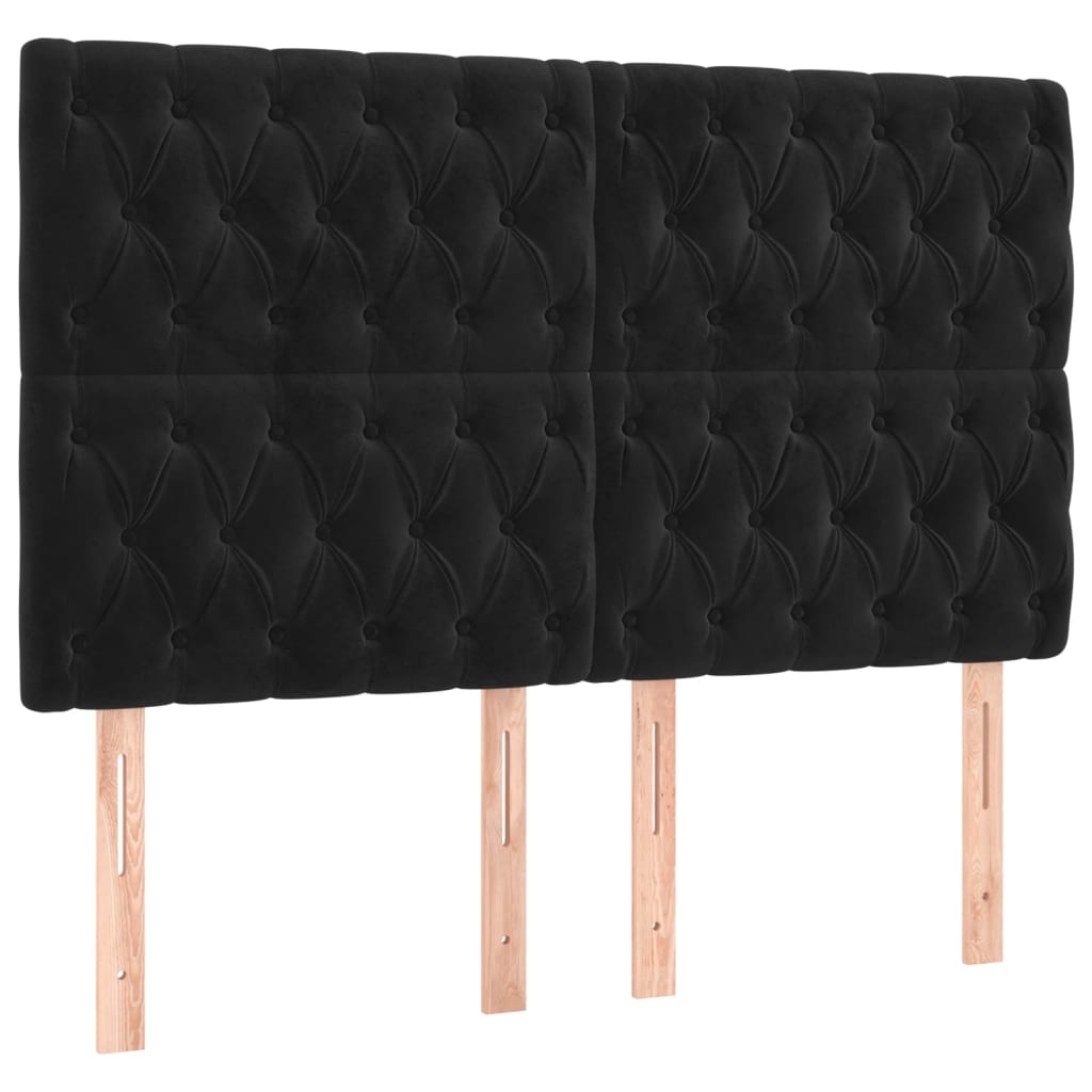 Uzglavlje crno 160x7x118/128 cm baršunasto