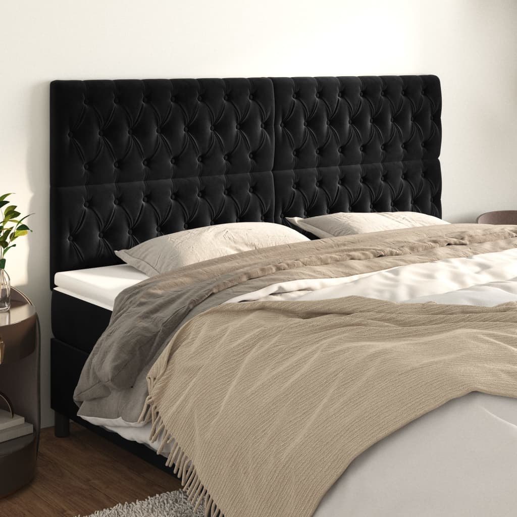 Uzglavlje Crno 180x7x118/128 cm Baršunasto