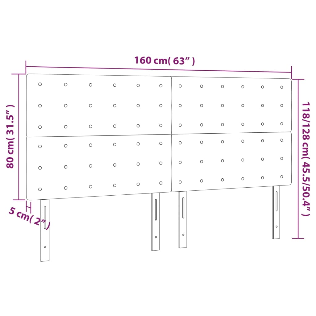 Uzglavlje krem boje 160x5x118/128 cm tkanina