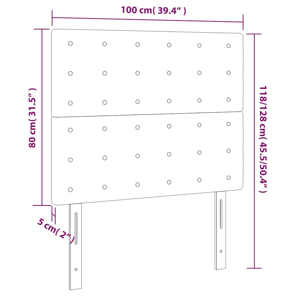 Uzglavlje tamnoplavo 100x5x118/128 cm baršunasto