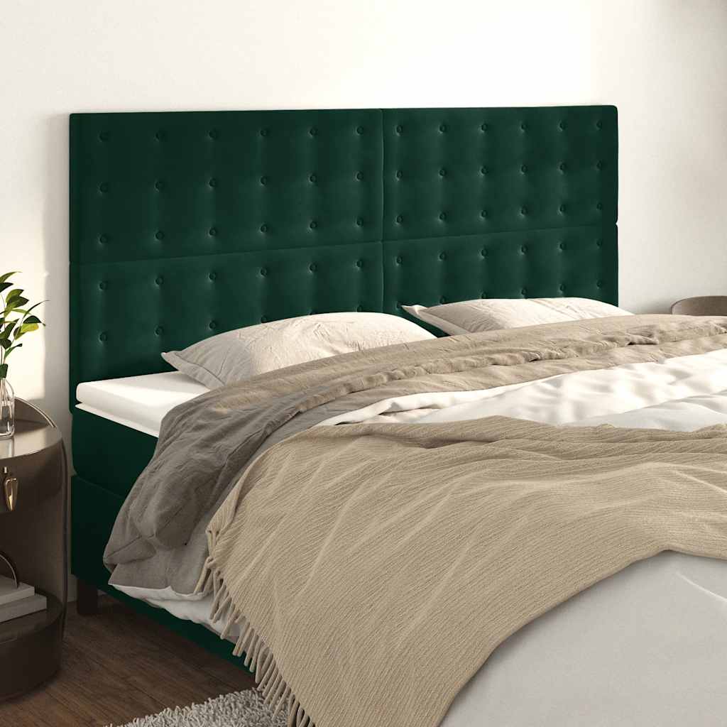 Uzglavlje tamnozeleno 160x5x118/128 cm baršunasto