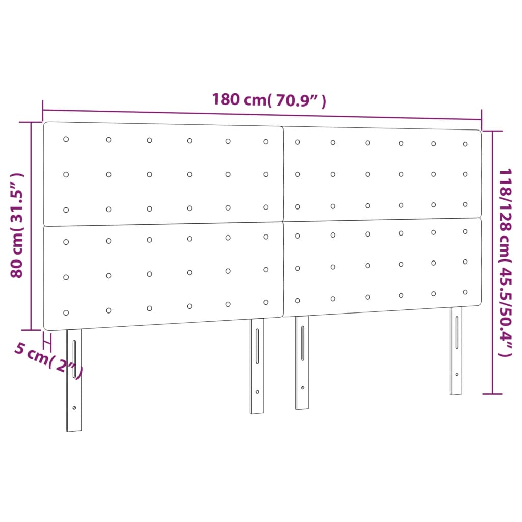 Uzglavlje Crno 180x5x118/128 cm Baršunasto