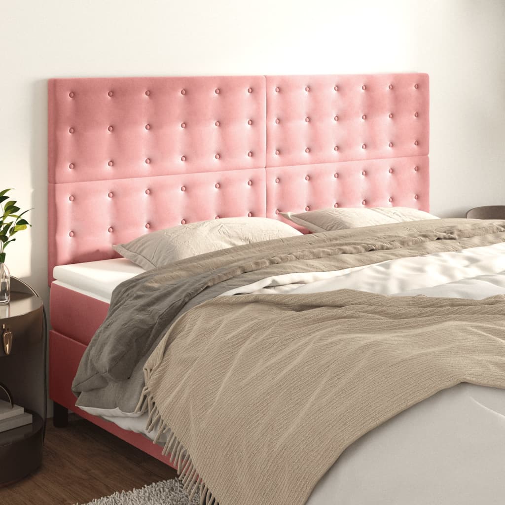 Uzglavlje roza 180x5x118/128 cm baršunasto