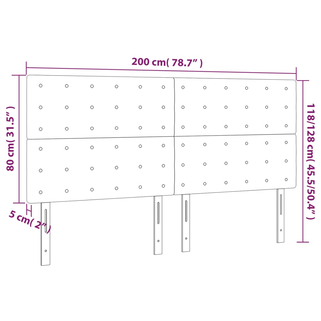 Uzglavlje tamno sivo 200x5x118/128 cm baršunasto