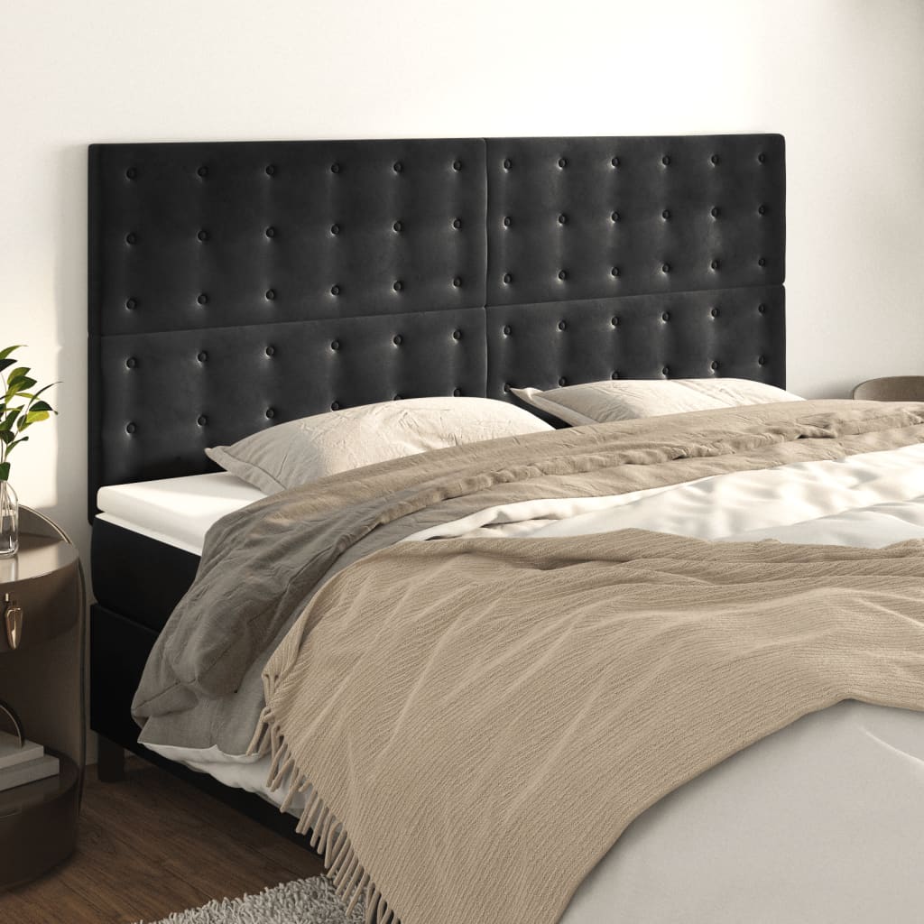 Uzglavlje crno 200x5x118/128 cm baršunasto