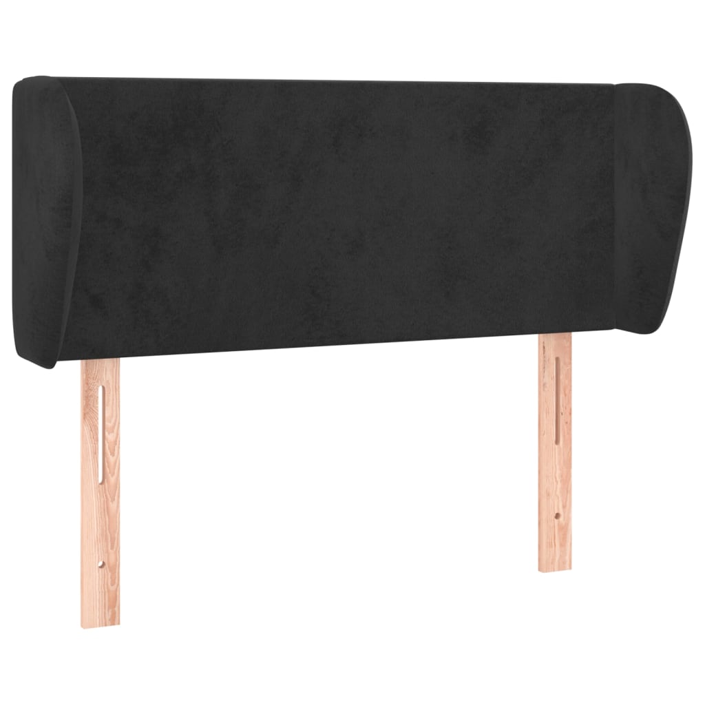 Uzglavlje s ušima crno 103x23x78/88 cm baršunasto