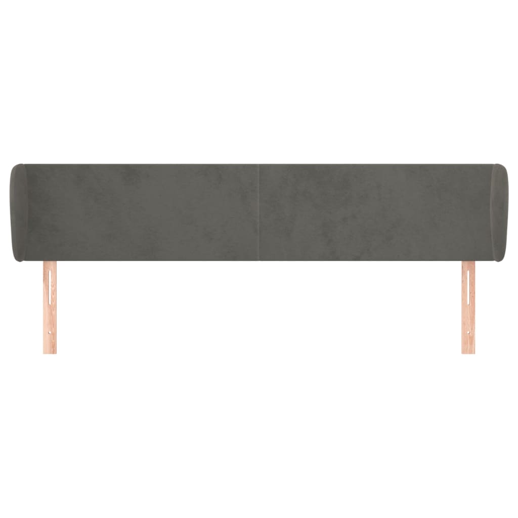 Uzglavlje s ušima tamnosivo 203x23x78/88 cm baršunasto