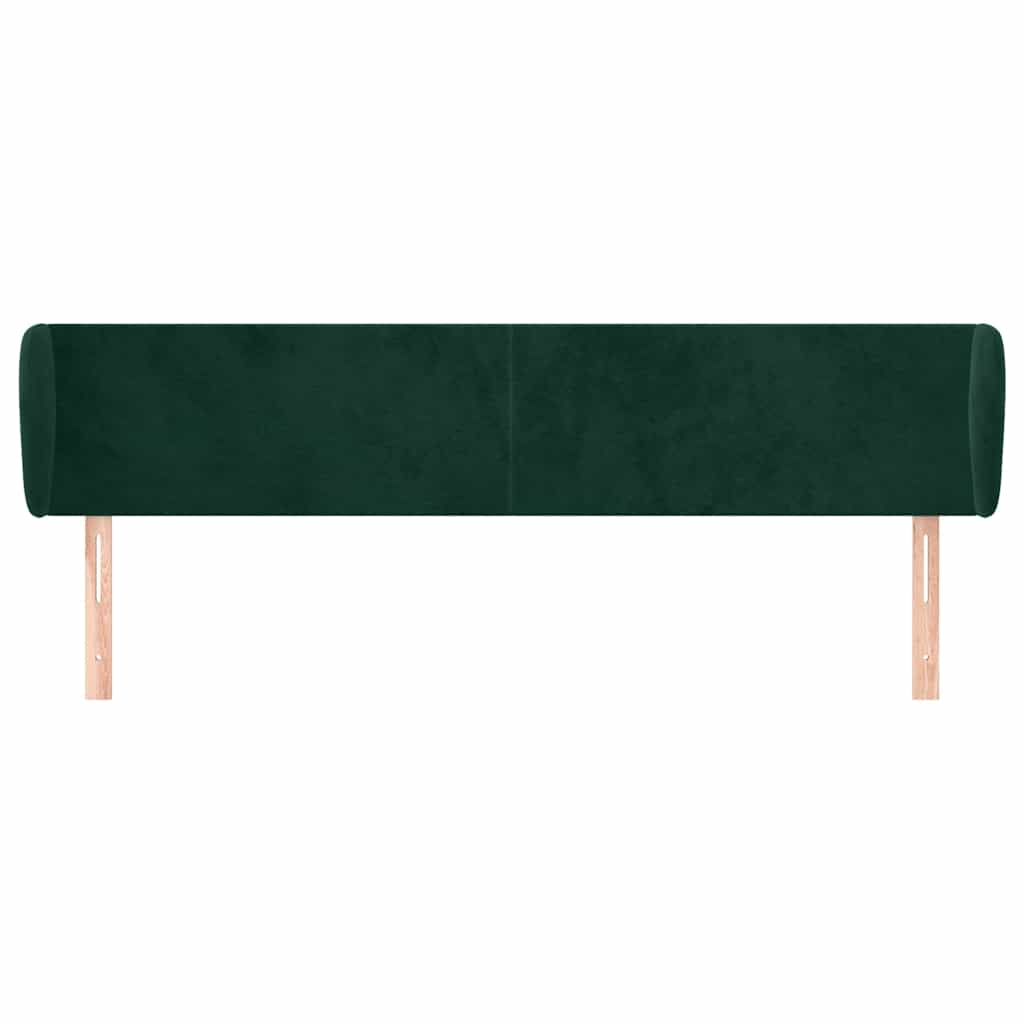 Uzglavlje s ušima tamnozeleno 203x23x78/88 cm baršunasto