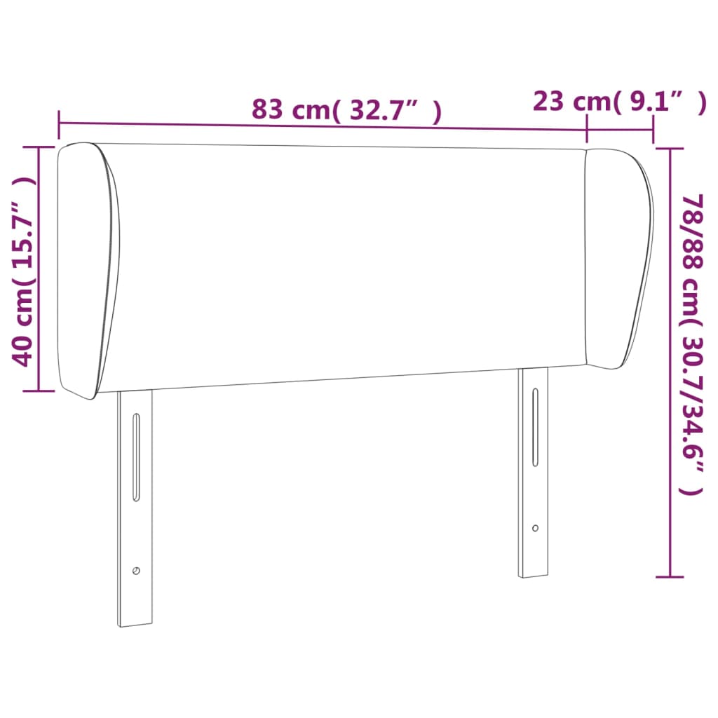 Uzglavlje s ušima crno 83x23x78/88 cm od umjetne kože