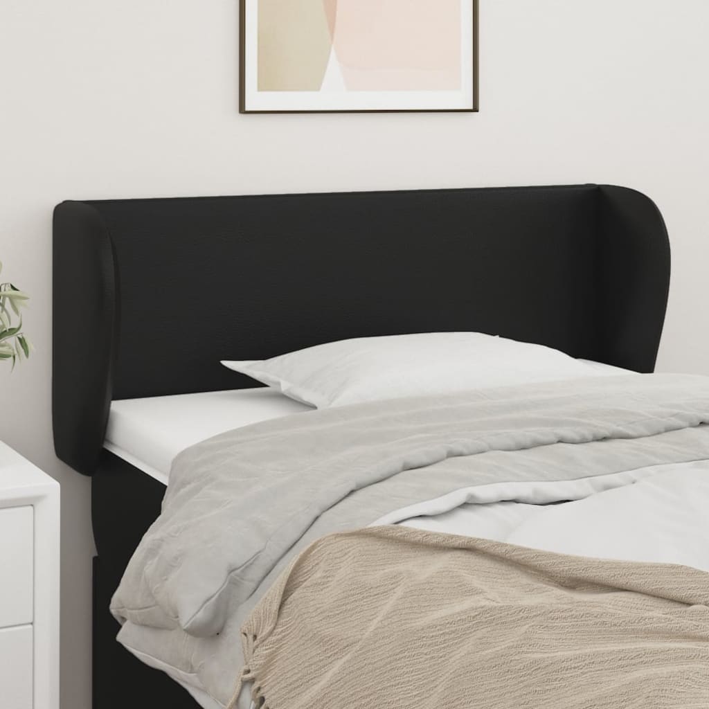 Uzglavlje s ušima crno 83x23x78/88 cm od umjetne kože