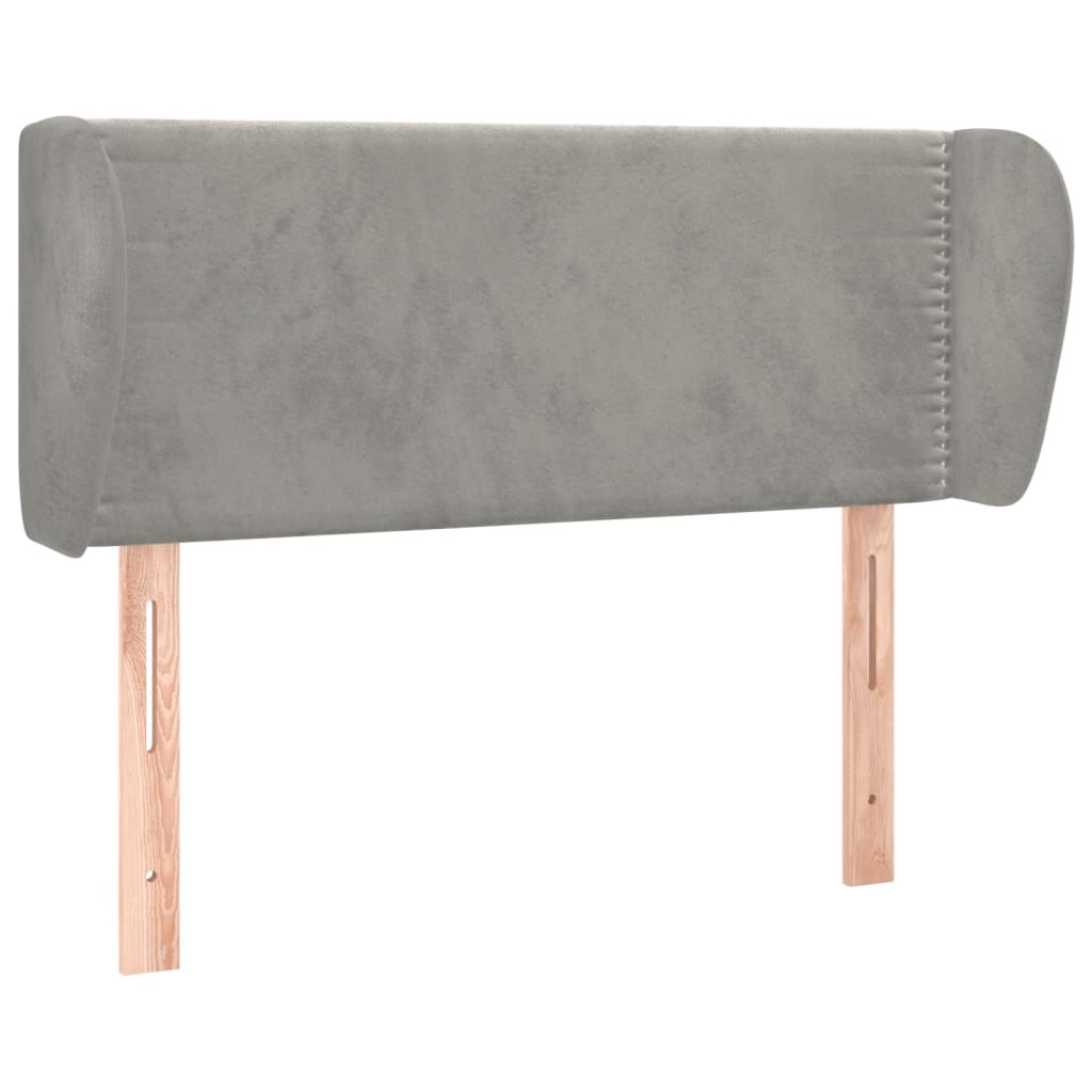 Uzglavlje s ušima svjetlosivo 93x23x78/88 cm baršunasto