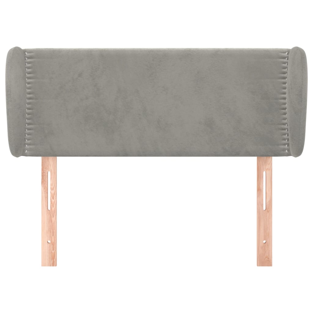 Uzglavlje s ušima svjetlosivo 93x23x78/88 cm baršunasto
