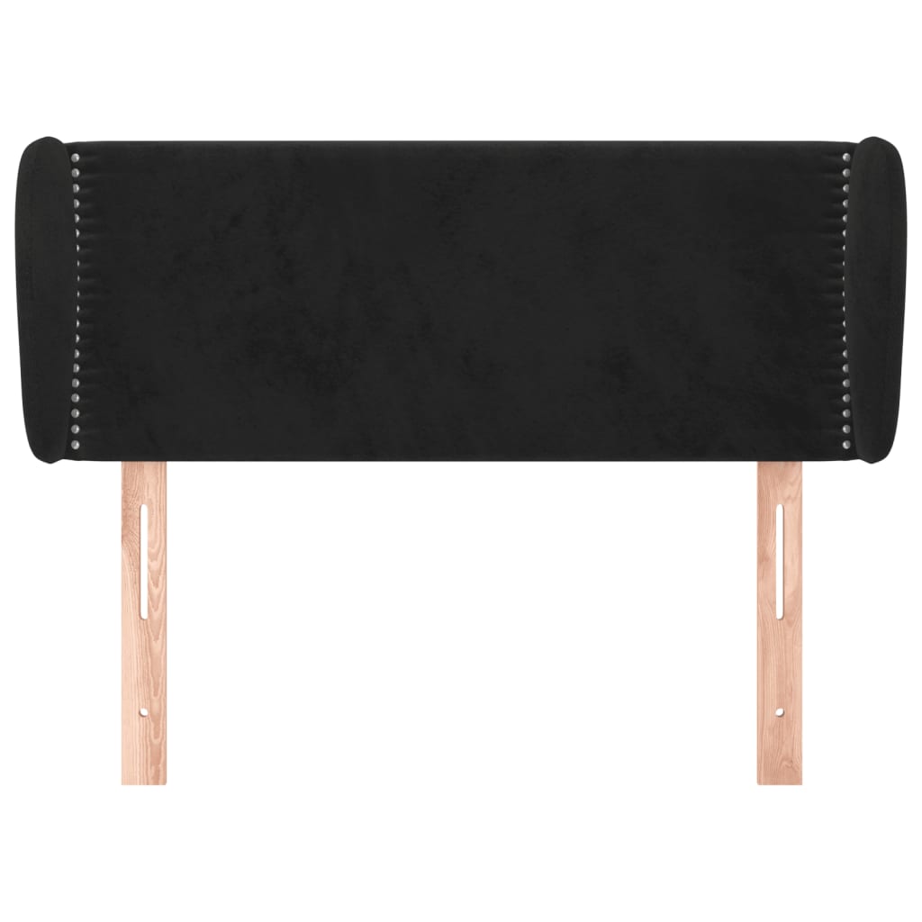 Uzglavlje s ušima crno 93x23x78/88 cm baršunasto