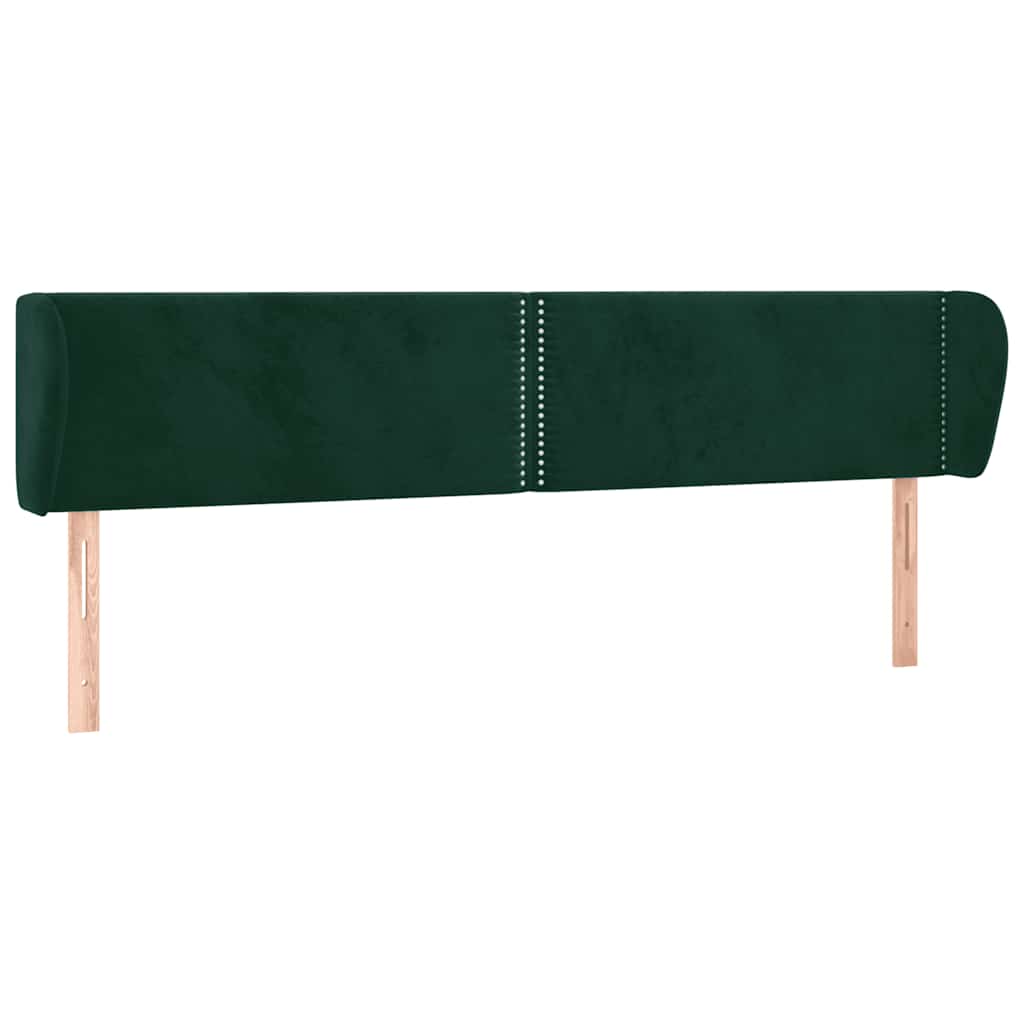 Uzglavlje s ušima tamnozeleno 203x23x78/88 cm baršunasto