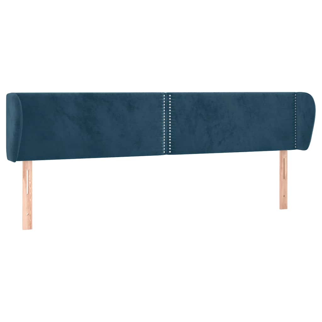 Uzglavlje s ušima tamnoplavo 203x23x78/88 cm baršunasto