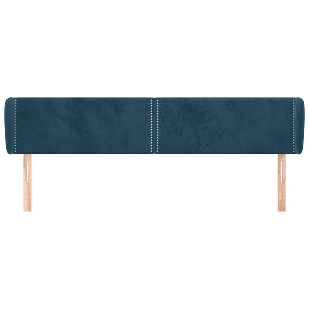 Uzglavlje s ušima tamnoplavo 203x23x78/88 cm baršunasto