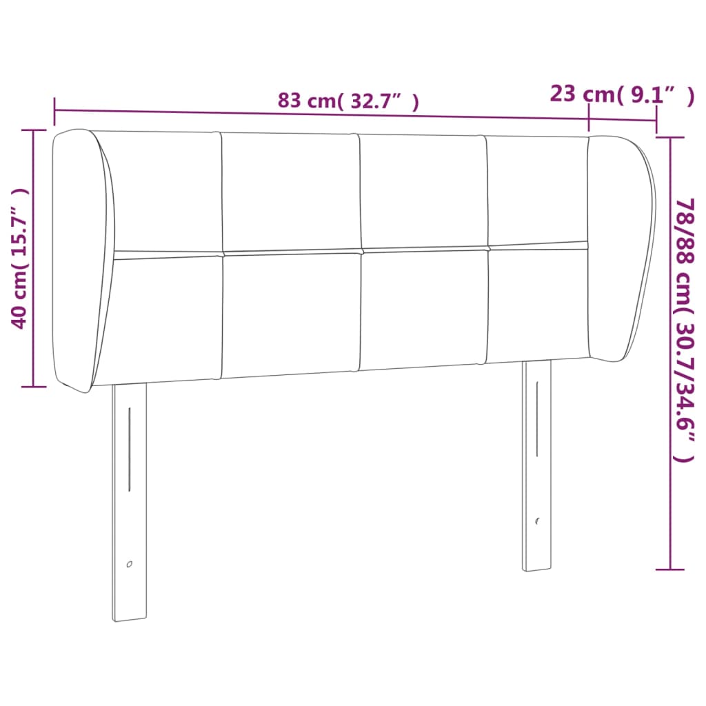 Uzglavlje s ušima svjetlosivo 83x23x78/88 cm baršunasto