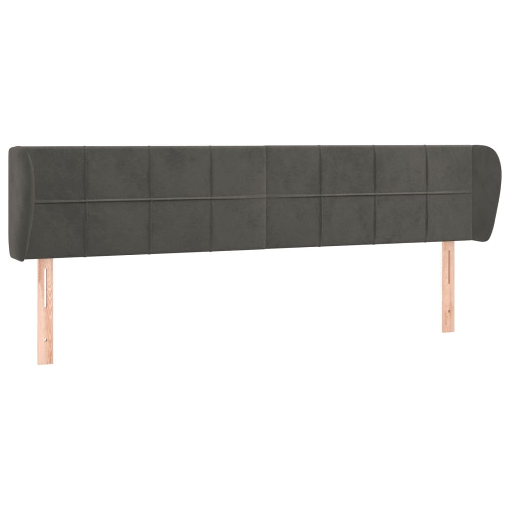 Uzglavlje s ušima tamnosivo 203x23x78/88 cm baršunasto