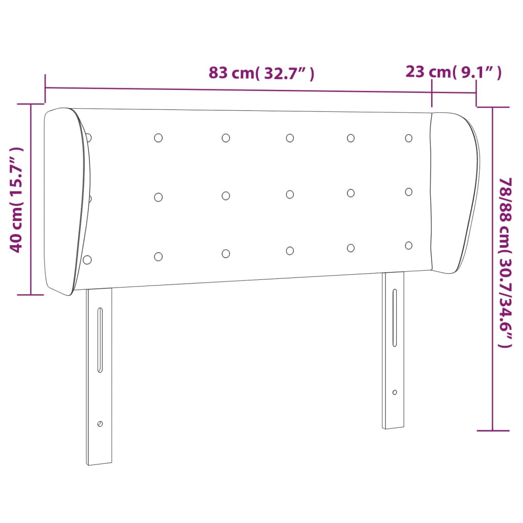 Uzglavlje s ušima sivo 83x23x78/88 cm od umjetne kože