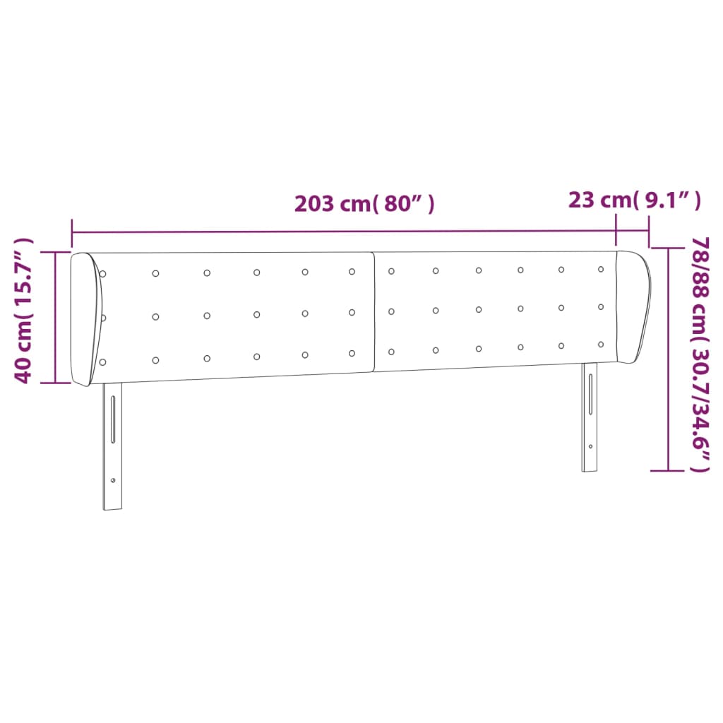 Uzglavlje s ušima krem 203x23x78/88 cm od umjetne kože