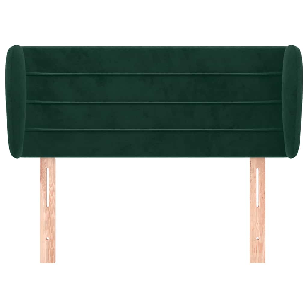 Uzglavlje s ušima tamnozeleno 83x23x78/88 cm baršunasto