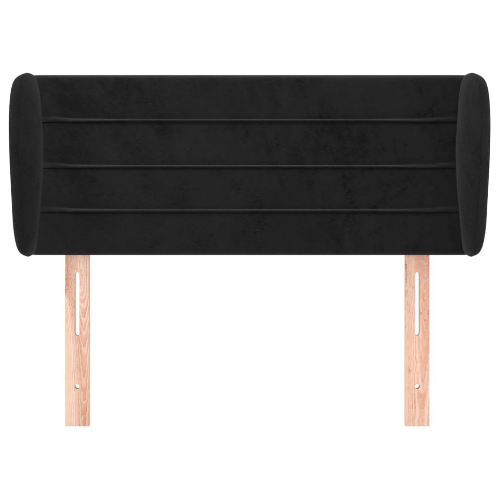 Uzglavlje s ušima crno 103x23x78/88 cm baršunasto