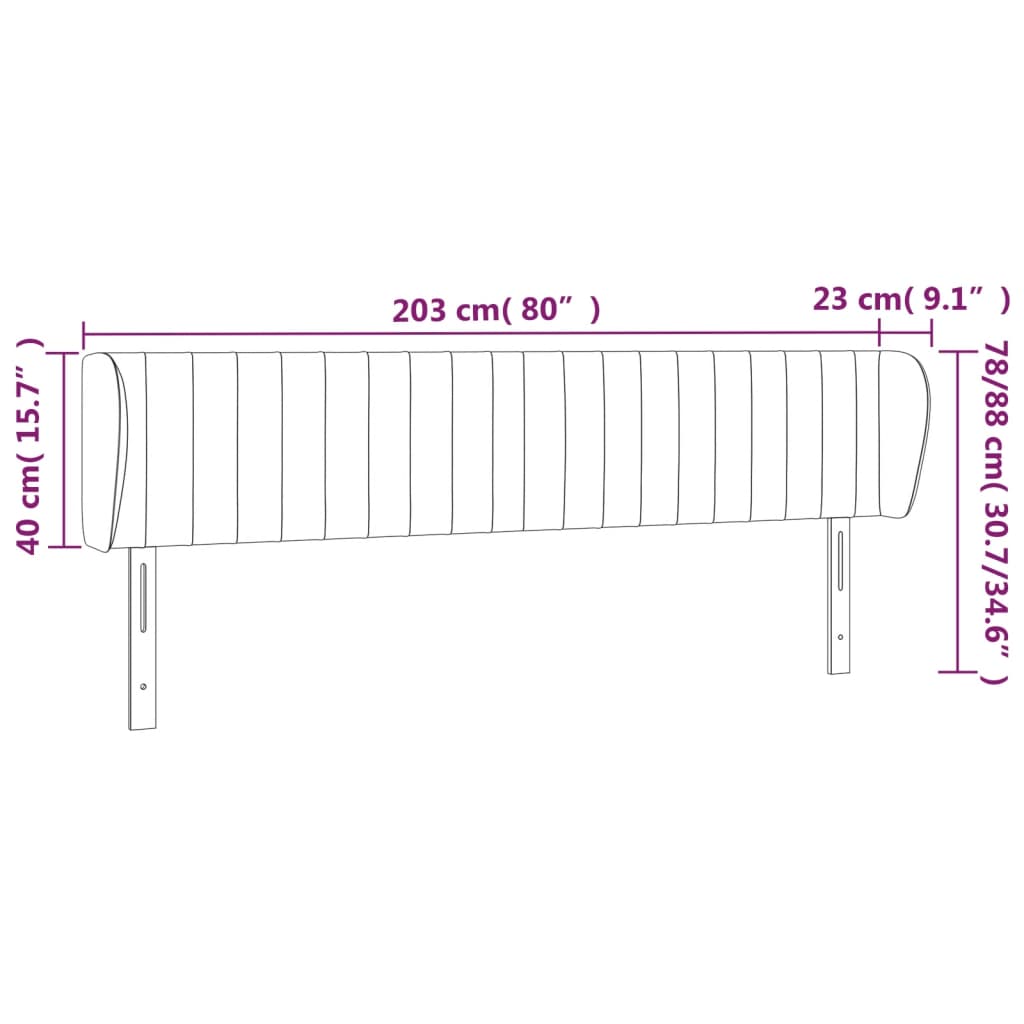 Uzglavlje s ušima krem 203x23x78/88 cm od tkanine