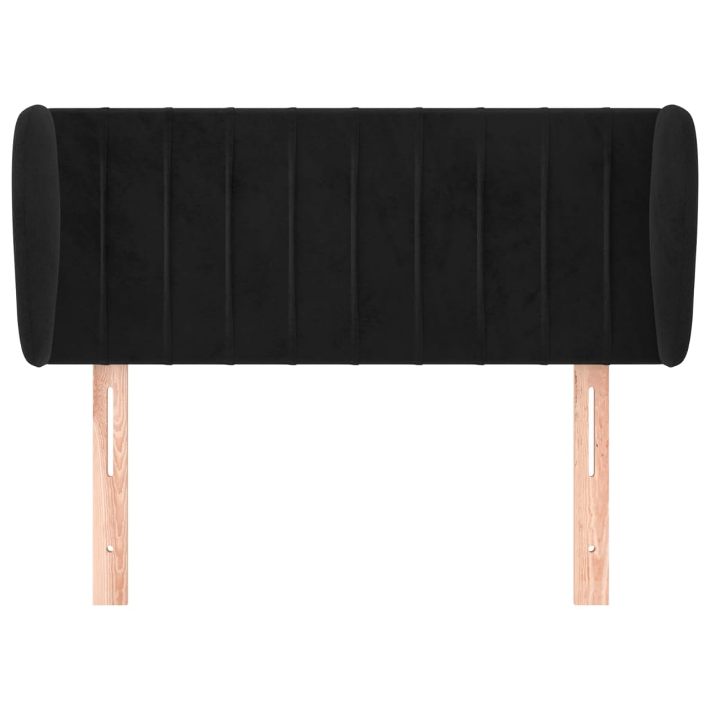 Uzglavlje s ušima crno 103x23x78/88 cm baršunasto