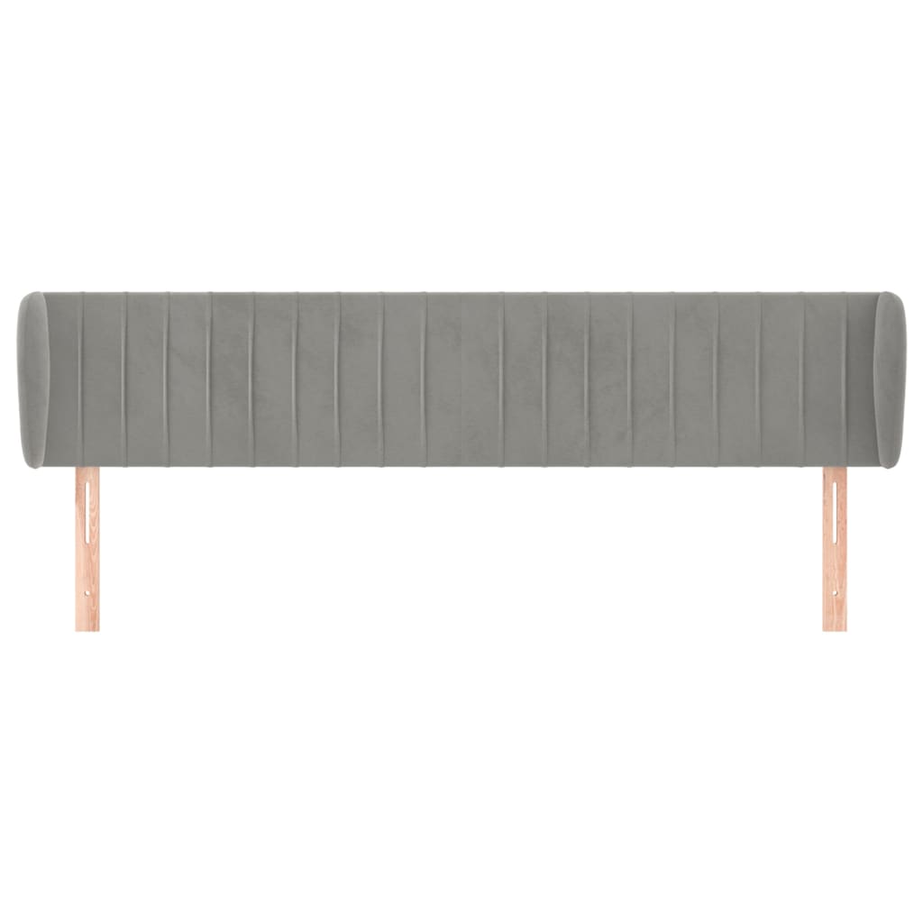 Uzglavlje s ušima svjetlosivo 203x23x78/88 cm baršunasto