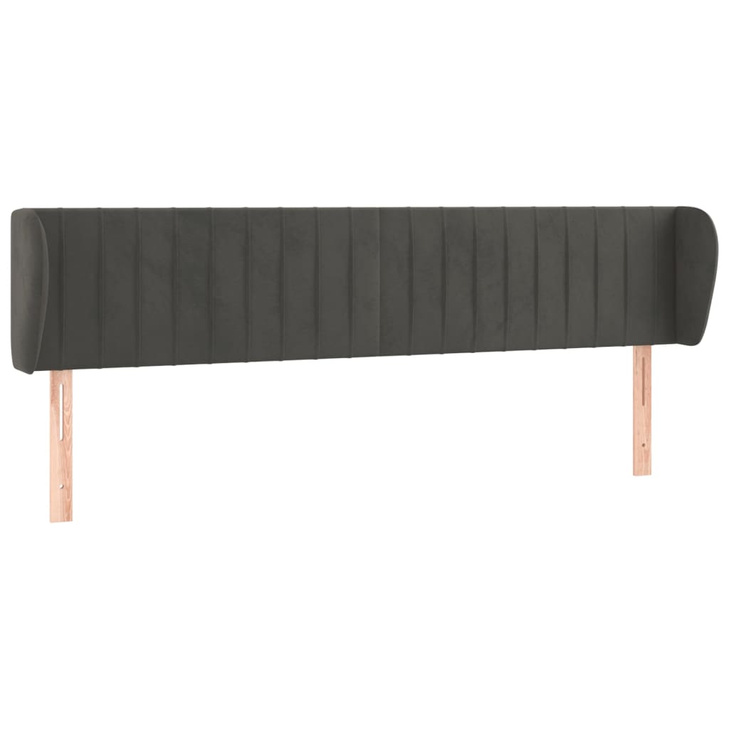 Uzglavlje s ušima tamnosivo 203x23x78/88 cm baršunasto