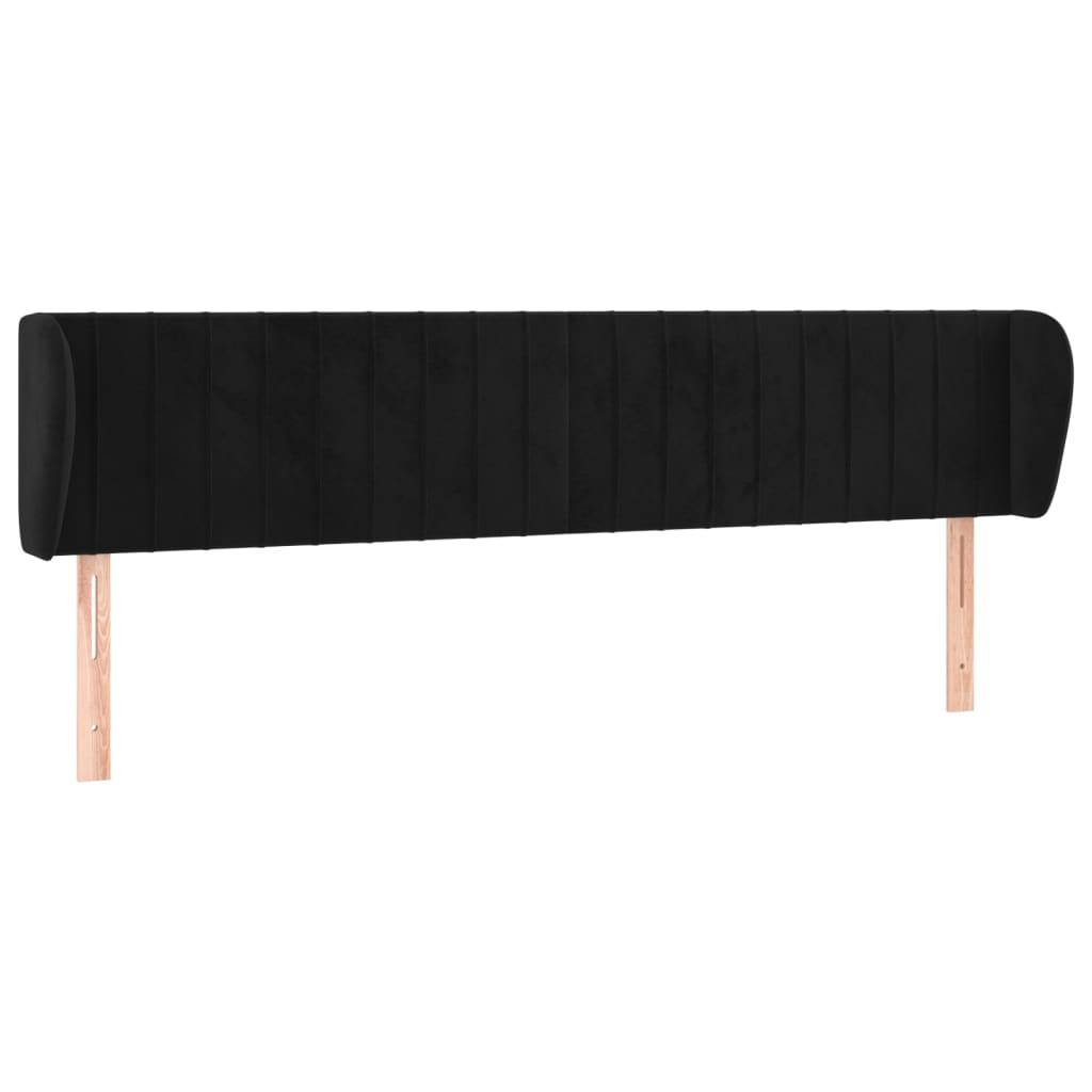 Uzglavlje s ušima crno 203x23x78/88 cm baršunasto