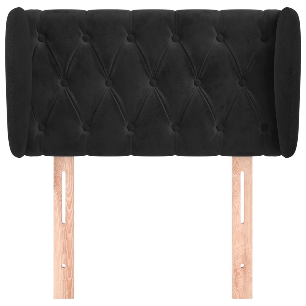 Uzglavlje s ušima crno 83x23x78/88 cm baršunasto