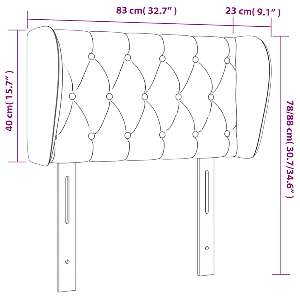Uzglavlje s ušima tamnozeleno 83x23x78/88 cm baršunasto