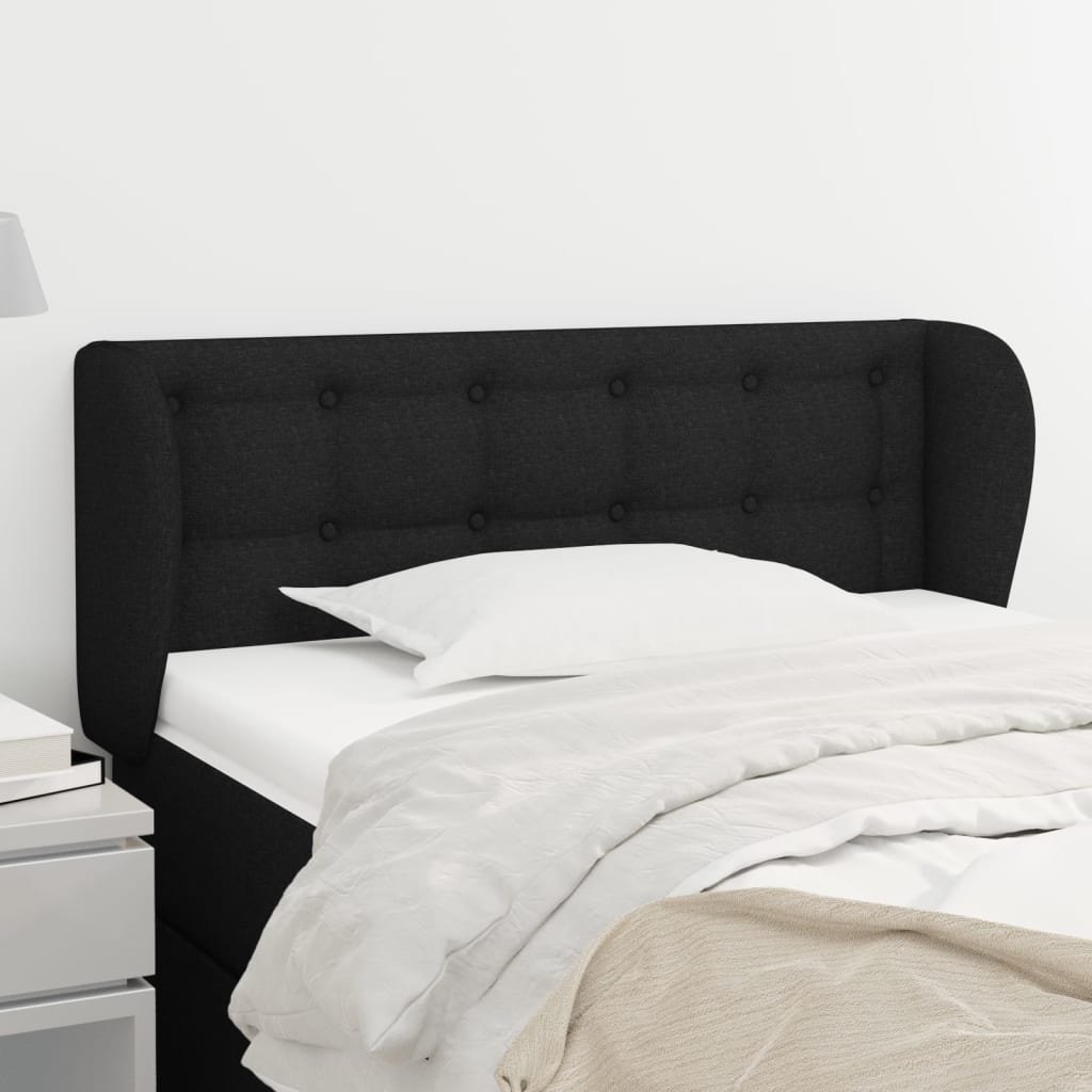Uzglavlje s ušima crno 83x23x78/88 cm od tkanine