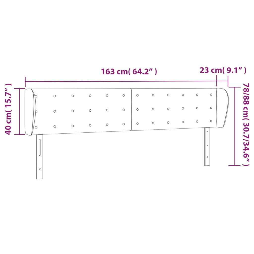 Uzglavlje s ušima krem 163x23x78/88 cm od tkanine