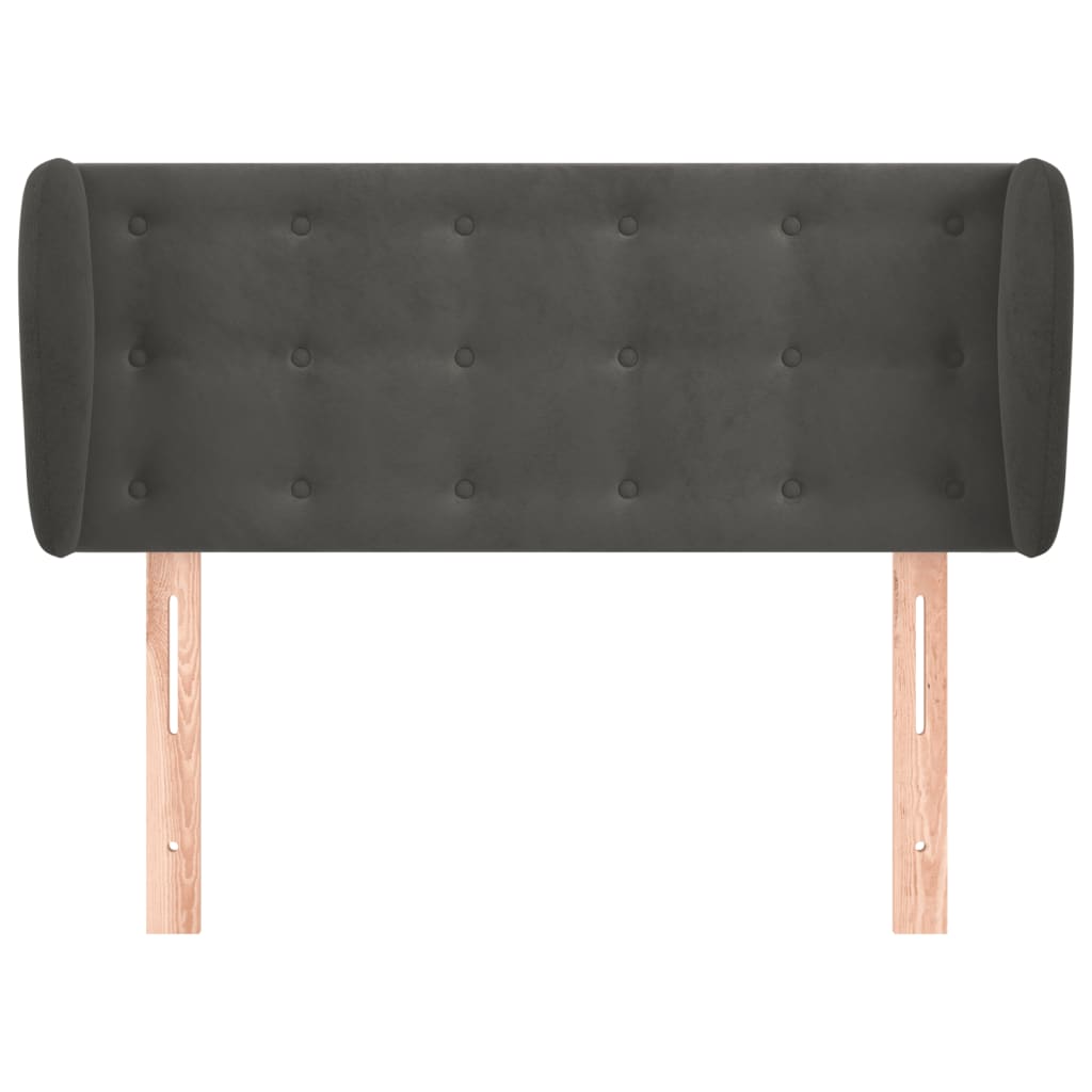 Uzglavlje s ušima tamnosivo 83x23x78/88 cm baršunasto