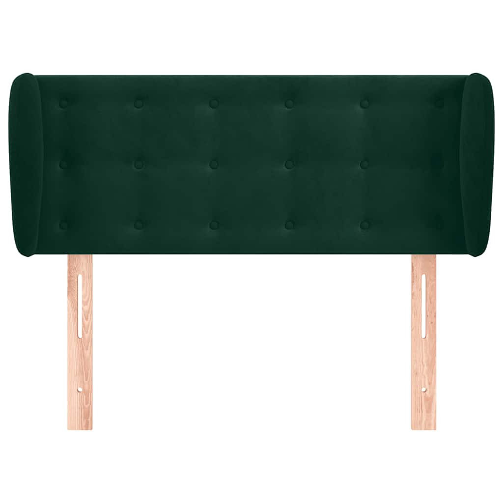 Uzglavlje s ušima tamnozeleno 103x23x78/88 cm baršunasto