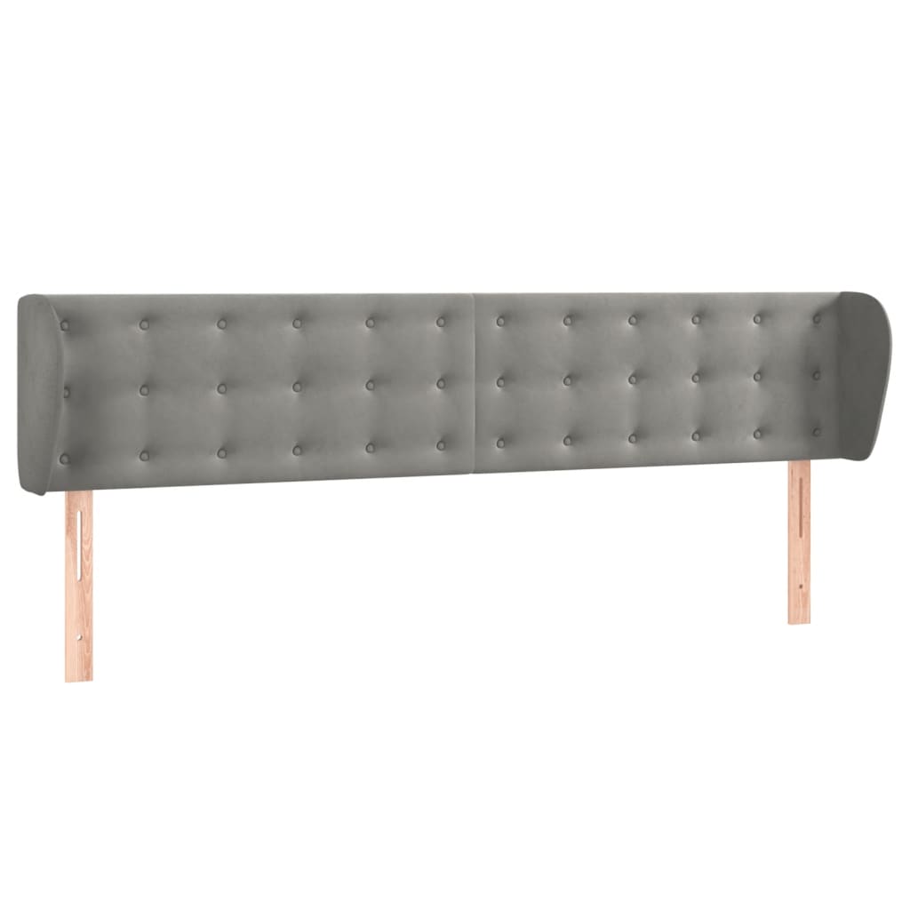Uzglavlje s ušima svjetlosivo 183x23x78/88 cm baršunasto