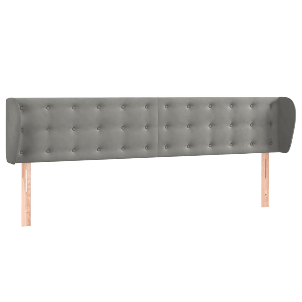 Uzglavlje s ušima svjetlosivo 203x23x78/88 cm baršunasto